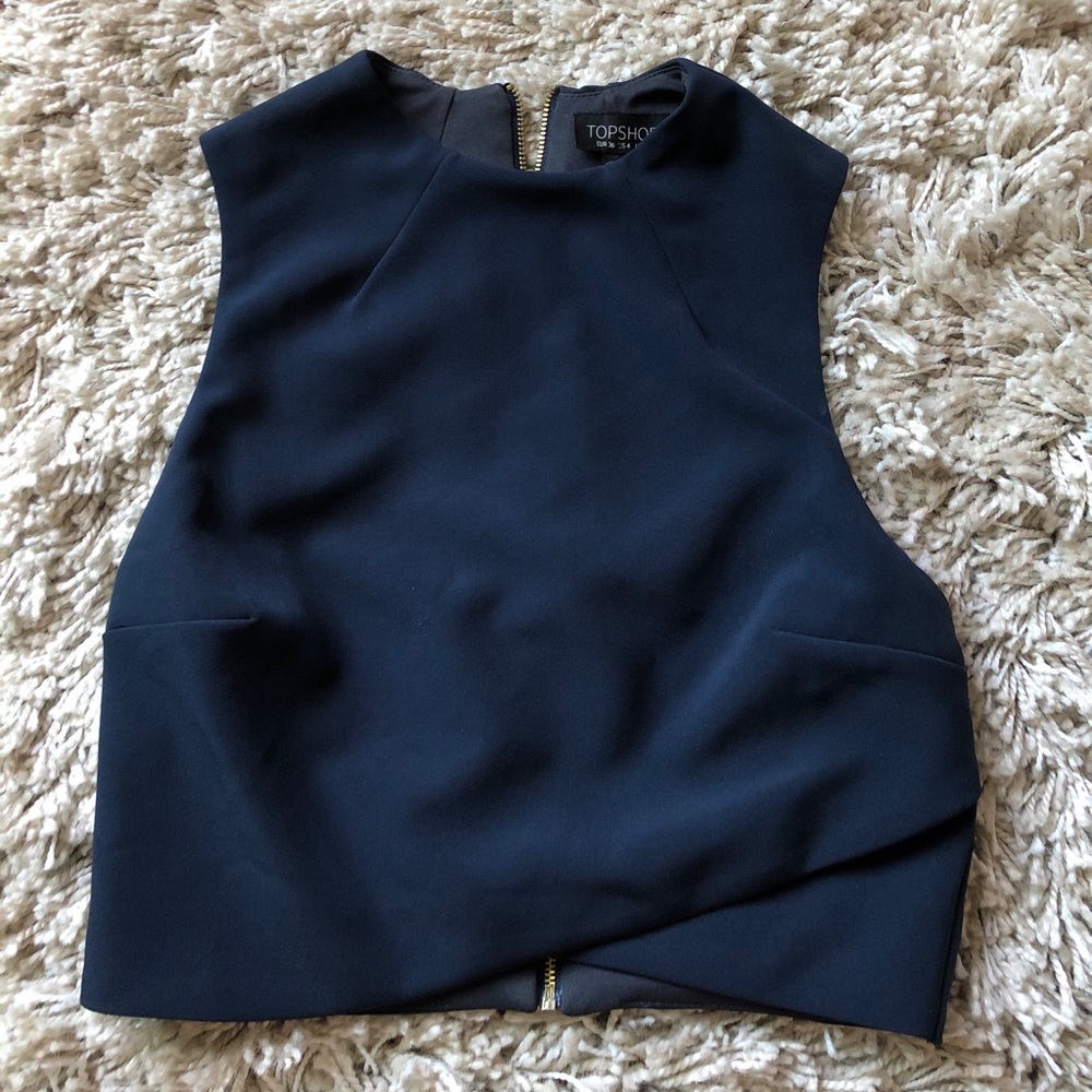 Navy top shop cropped shirt
